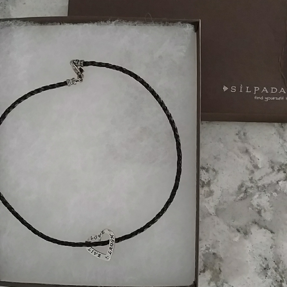 Silpada leather necklace w/ charm